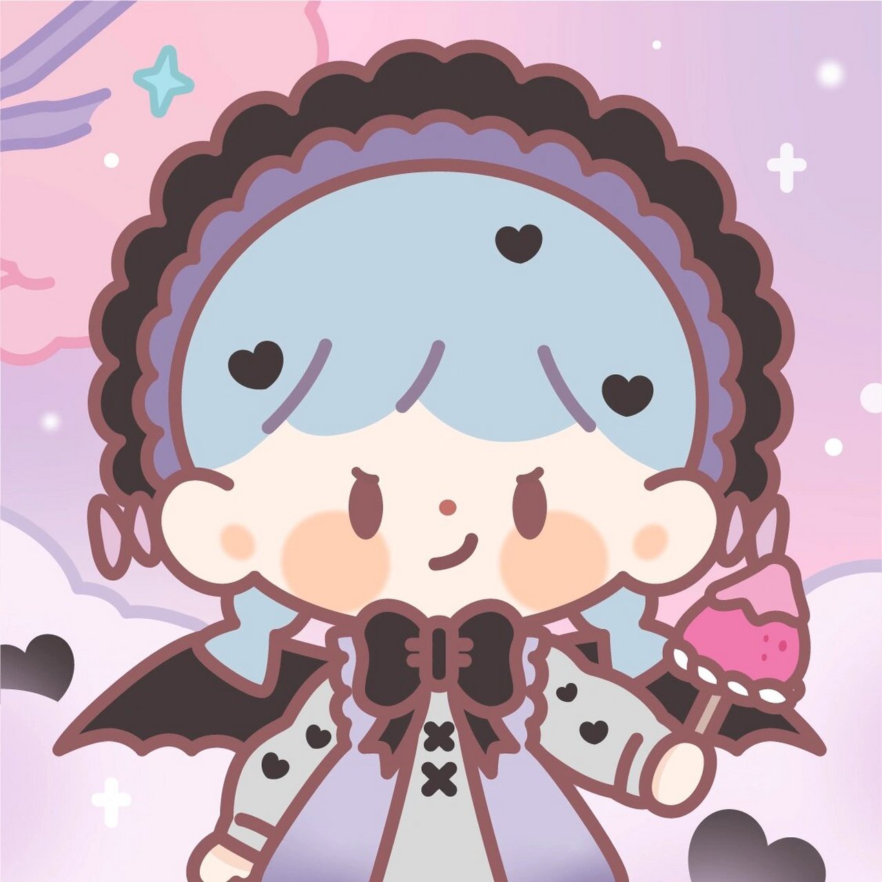 百变头像|天使vs魔女78卓大王可爱闺蜜头像 粉色的头发和造型96