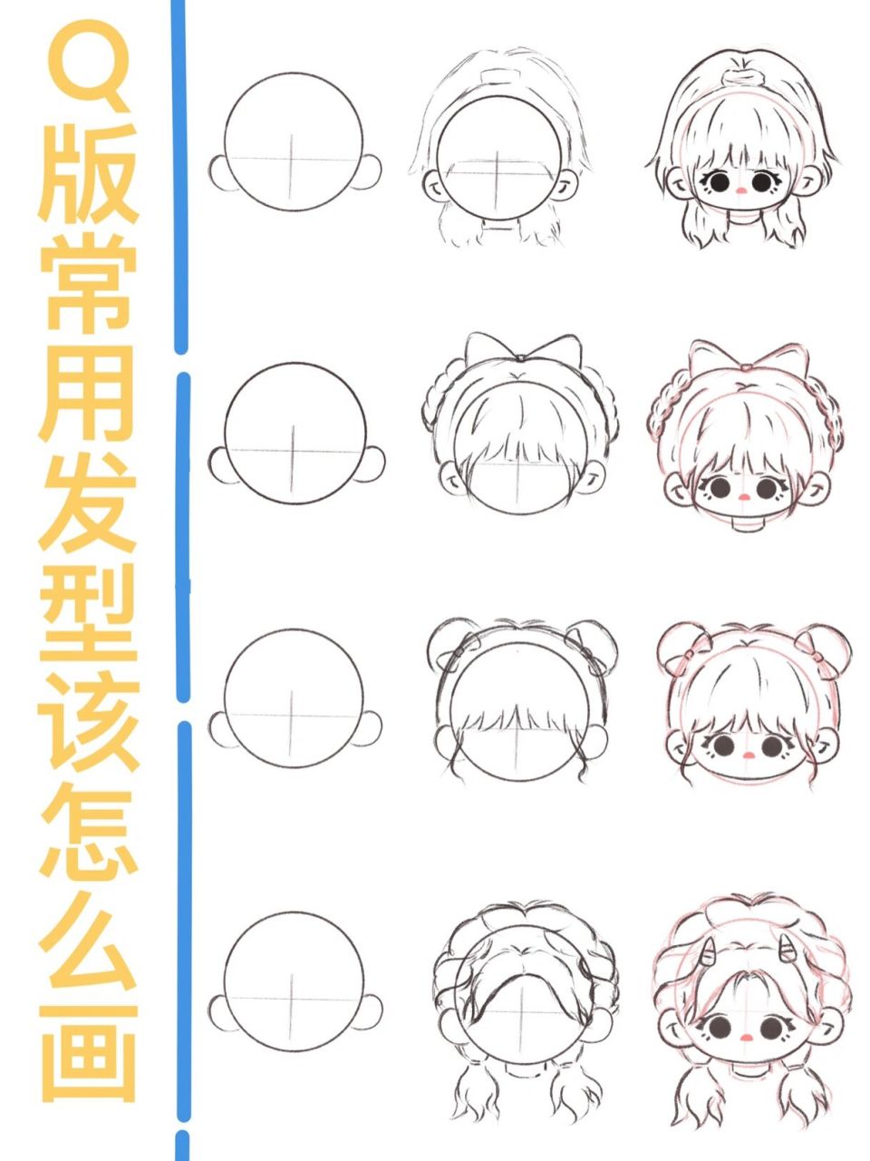 十字线之后先画出发型的大致轮廓 然后在轮廓的基础上画出头发的细节