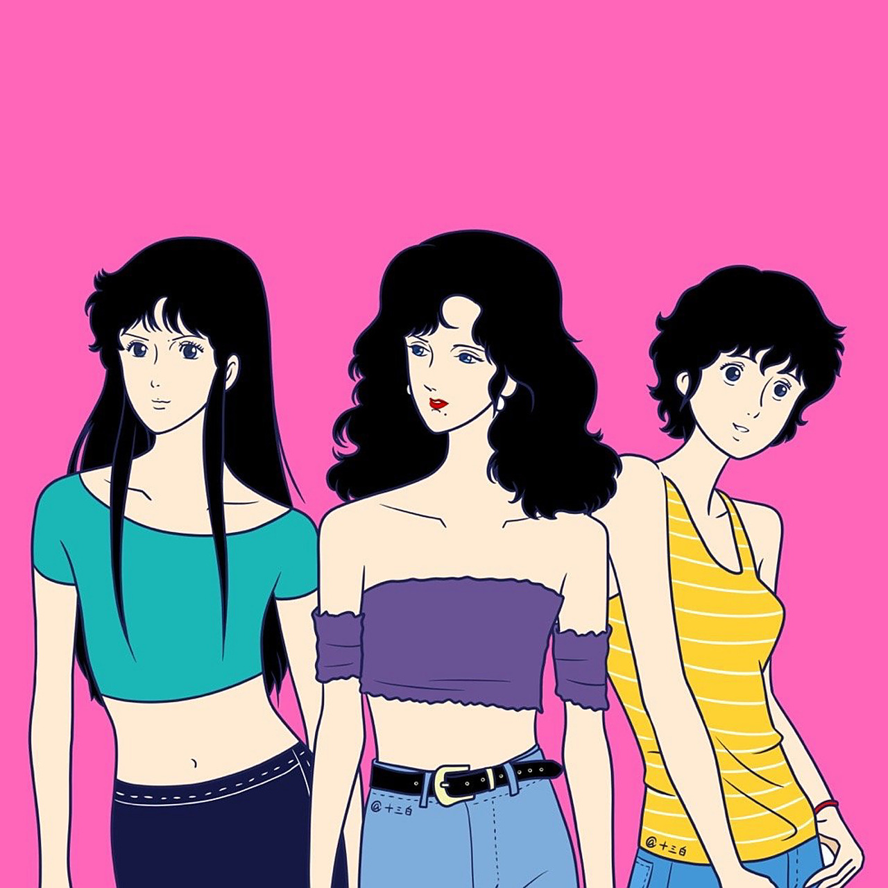 猫眼三姐妹同人漫画 女生穿搭闺蜜头像 插画 你看过猫眼三姐妹吗