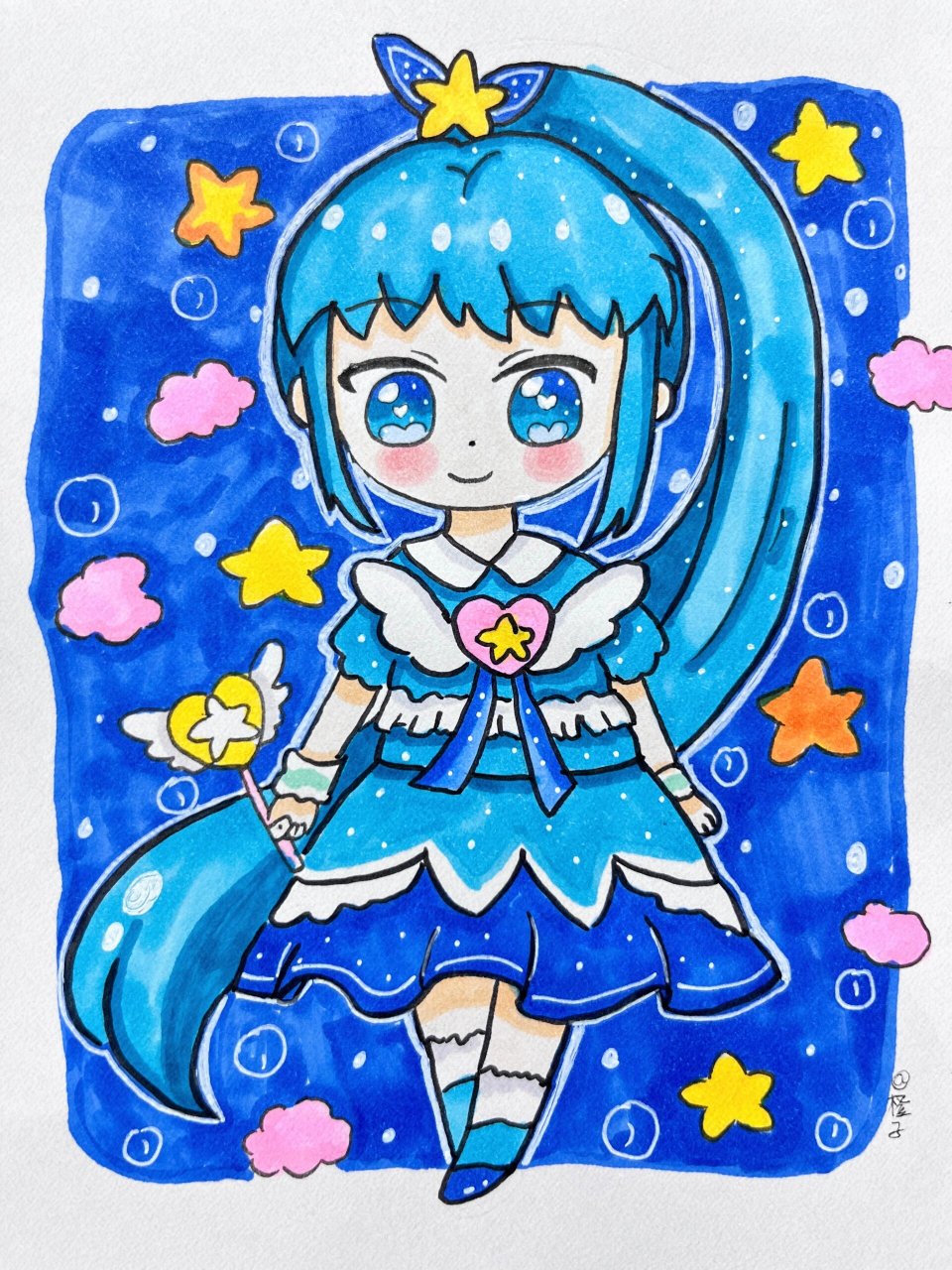 动漫女孩绘画过程图