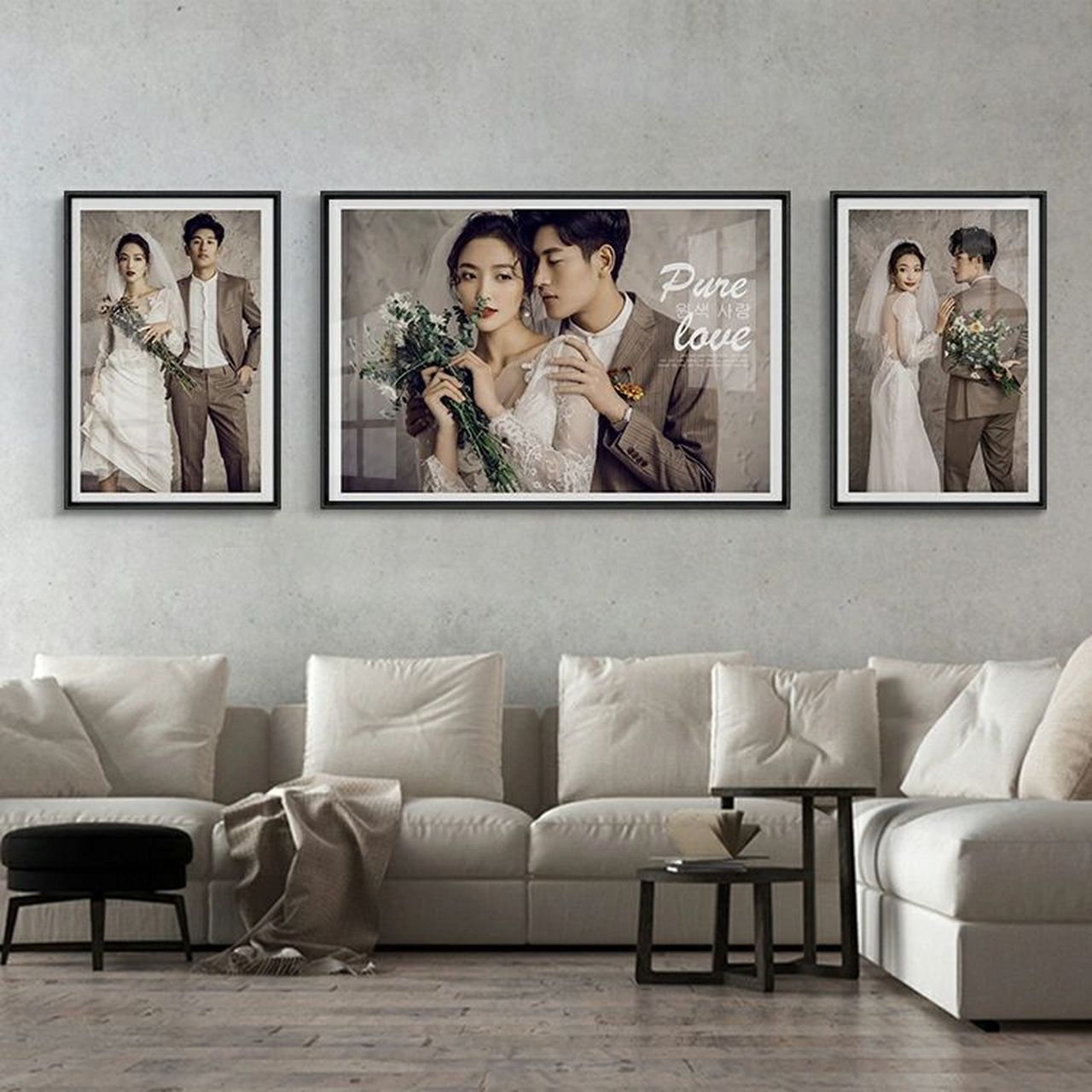 客厅沙发背景墙该怎么选择挂婚纱照呢     客厅沙发背景墙该怎么选择