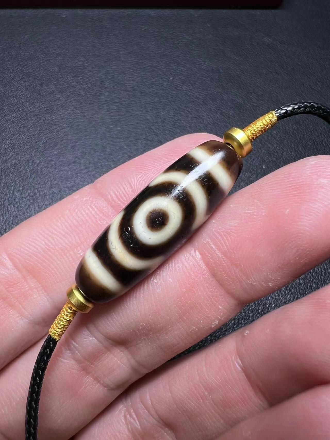 台湾上肯5a精挑莲花三眼天珠90399