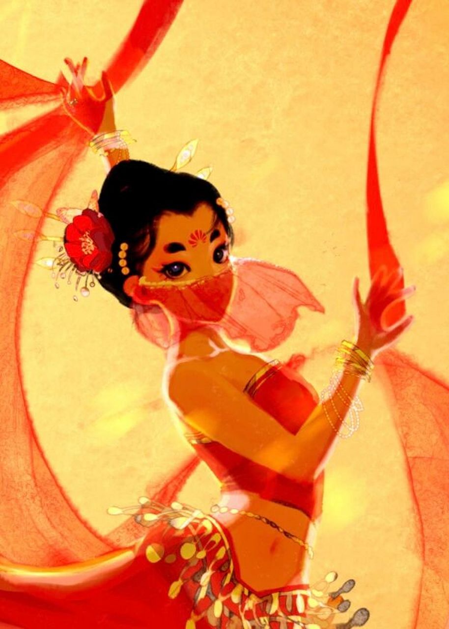 荣耀全球设计大赛|壁纸赛道《胡姬舞缶》 家人们,是什么让我学会平涂