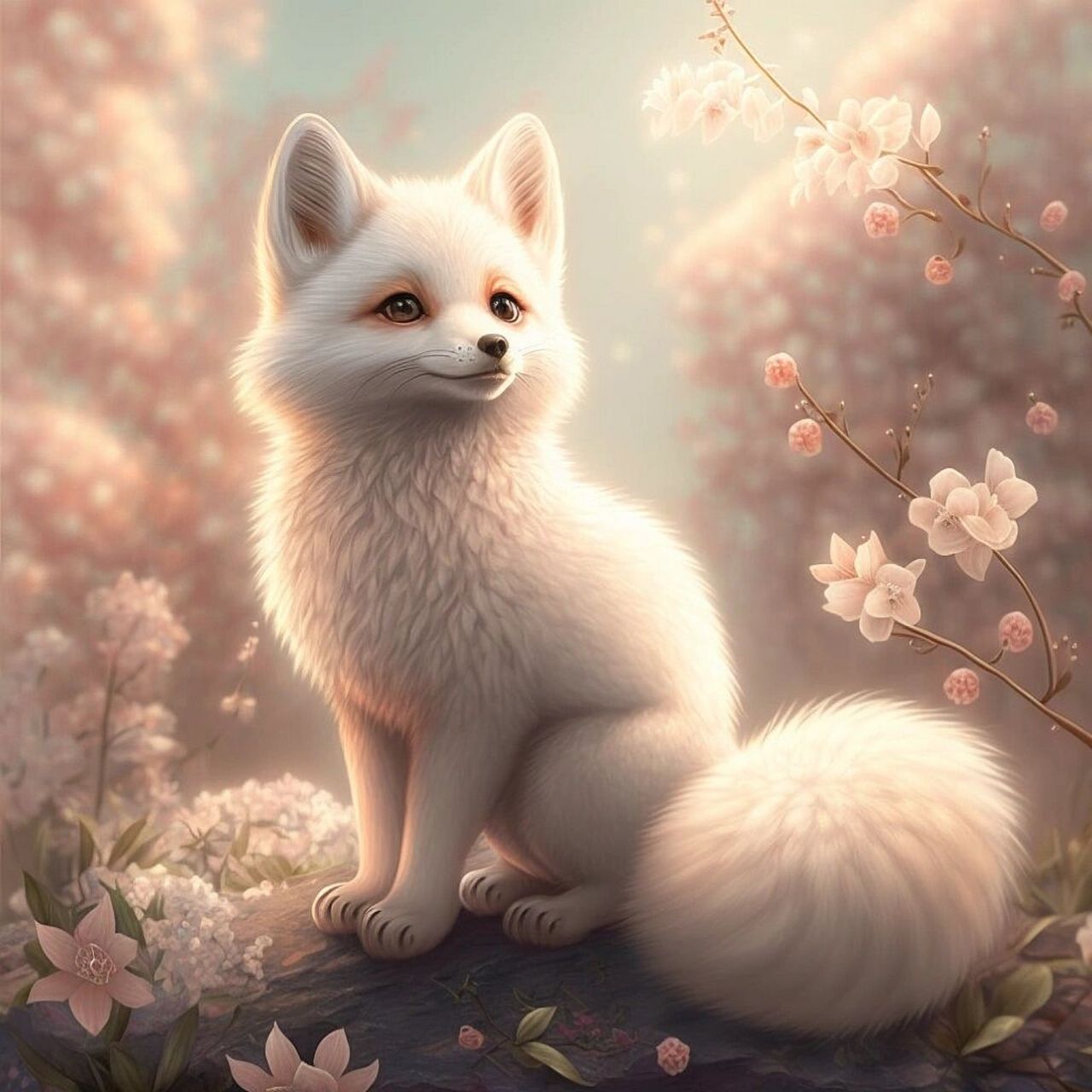 ai绘画"关键词"小狐仙 发光不是太阳的权利,小狐仙也会闪闪发光,陪你