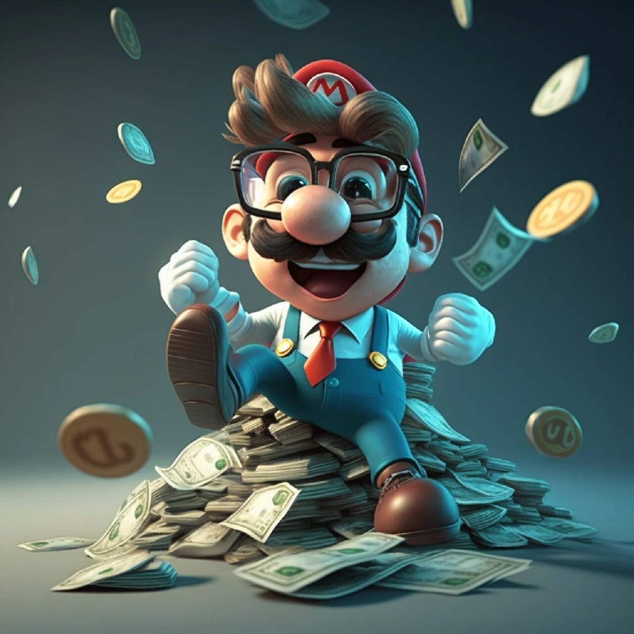 财富自由的马里奥大亨 没见过长头发的马里奥吧!