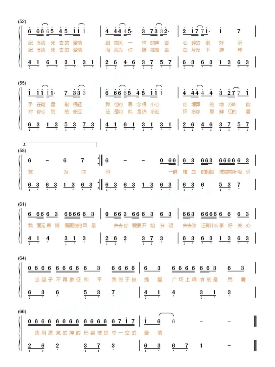 《夜曲》——周杰伦钢琴简谱93 为你弹奏肖邦的夜曲 纪念我死去的