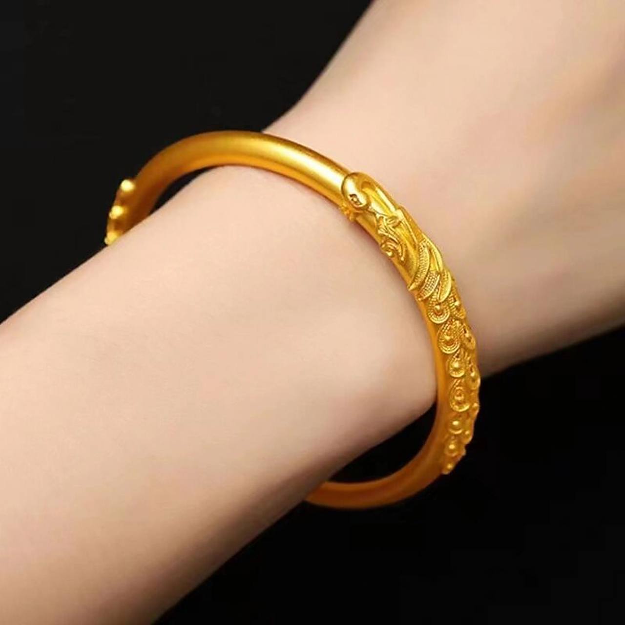 古香古色古韵 自由自在自我 古法金手镯 老庙黄金