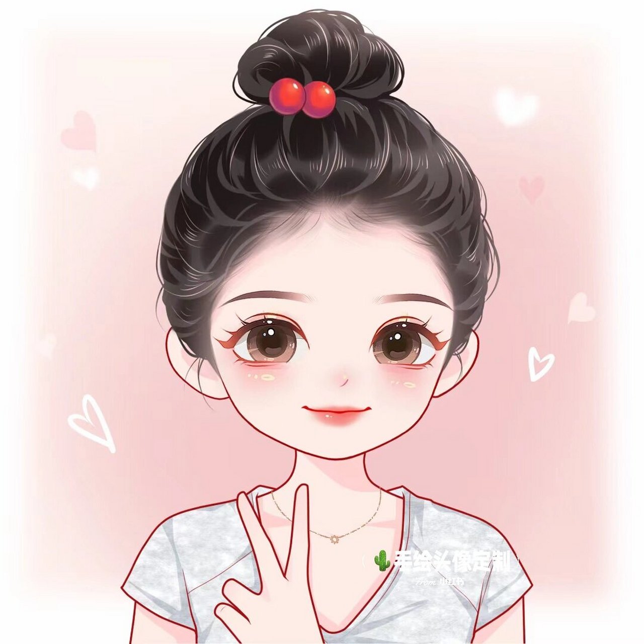 俏皮可爱的丸子头女生头像 一眼心动的女高头像9292 741532