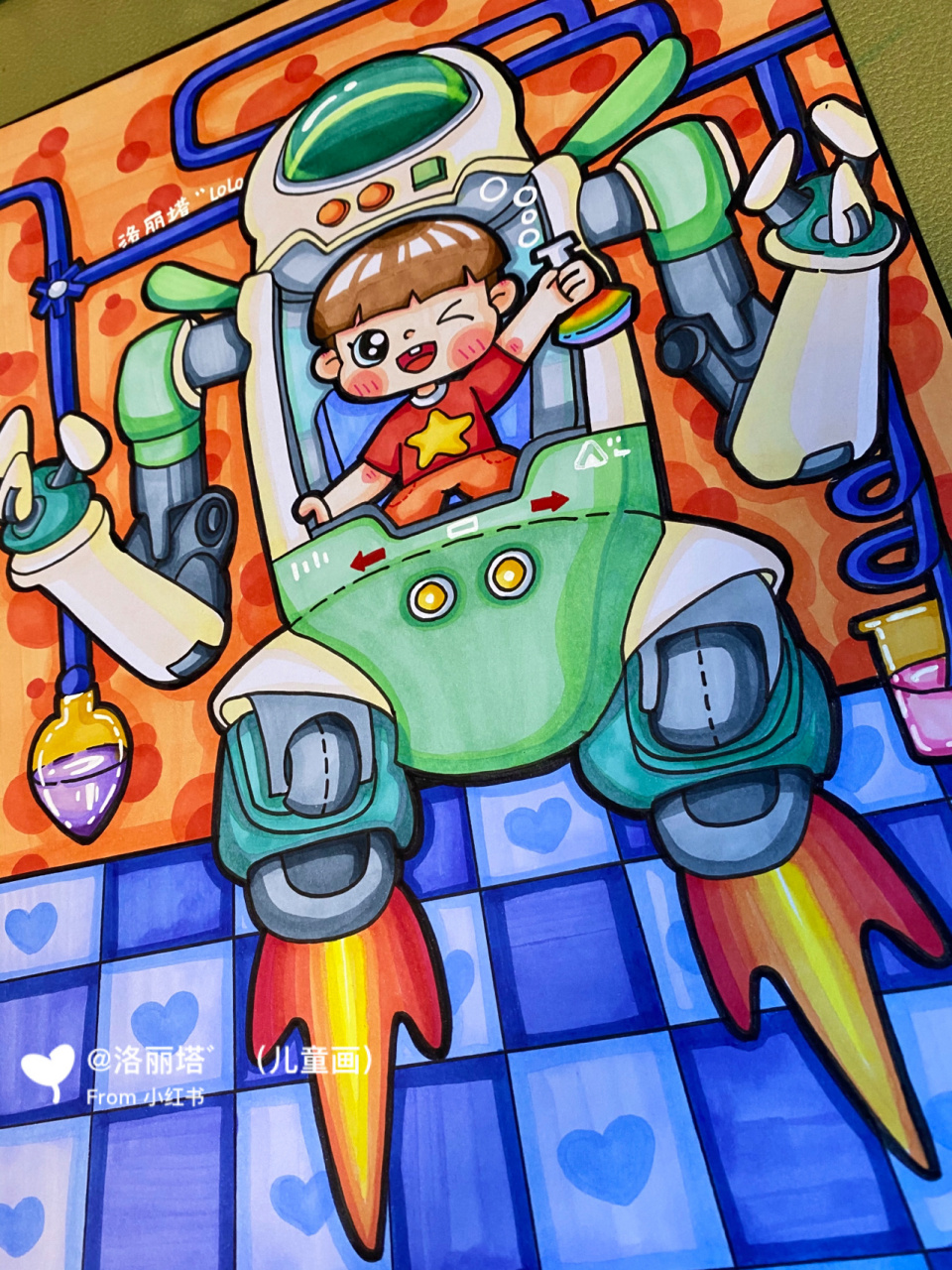 幼师考编命题创作未来主题《我想变成机器人》 纸张大小:a4 马克笔:美