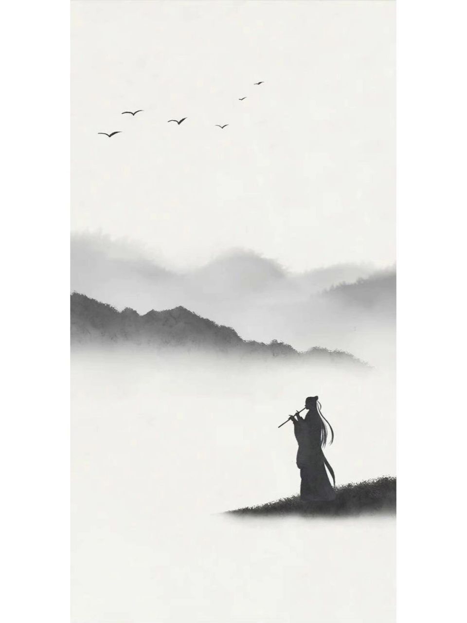 古风逍遥客江湖水墨手机壁纸 一萧一剑平生意,不负狂平十五年… 原图