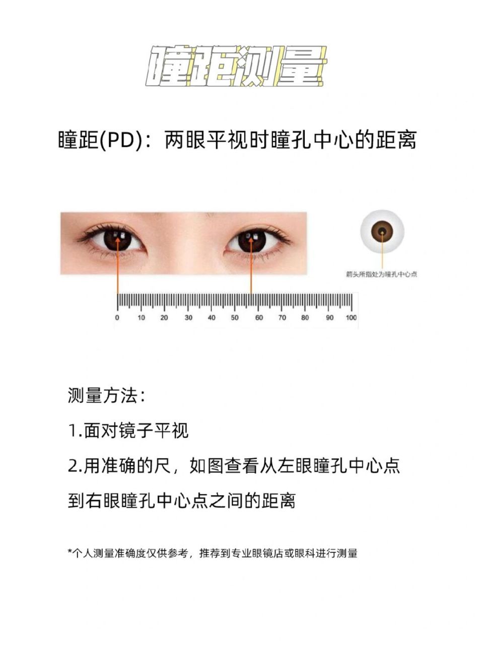 网上配眼镜,教大家怎么测量瞳距的方法.