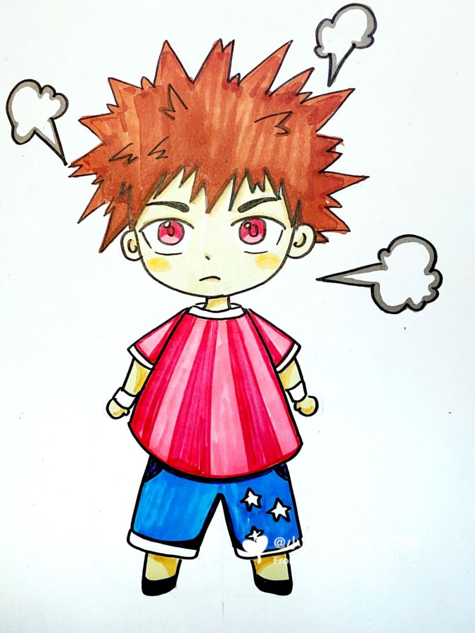 动漫男生 #卡通画# #马克笔# #动漫# #生气动漫