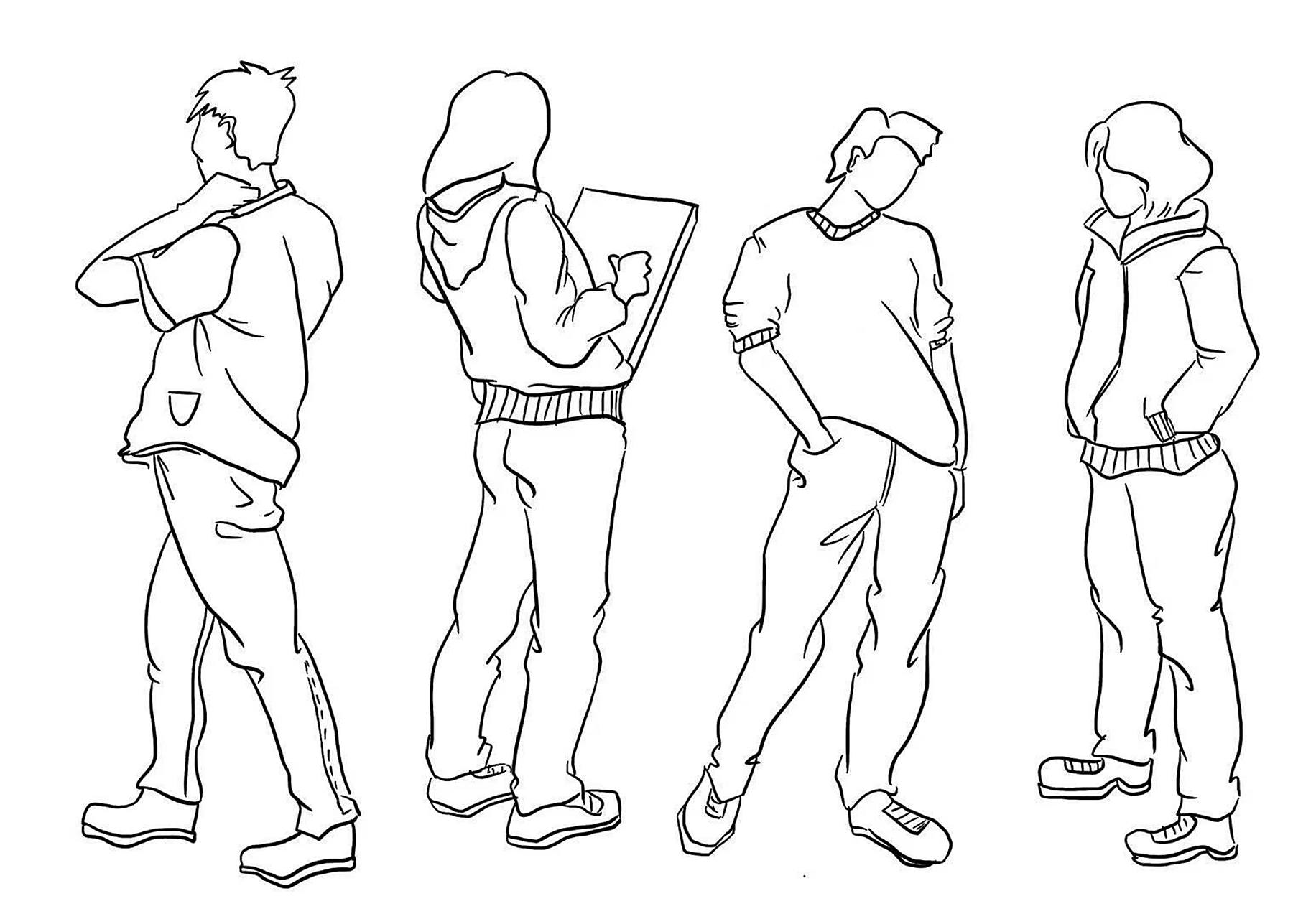 中国美院速写七级范画参考 速写七级人物动态.