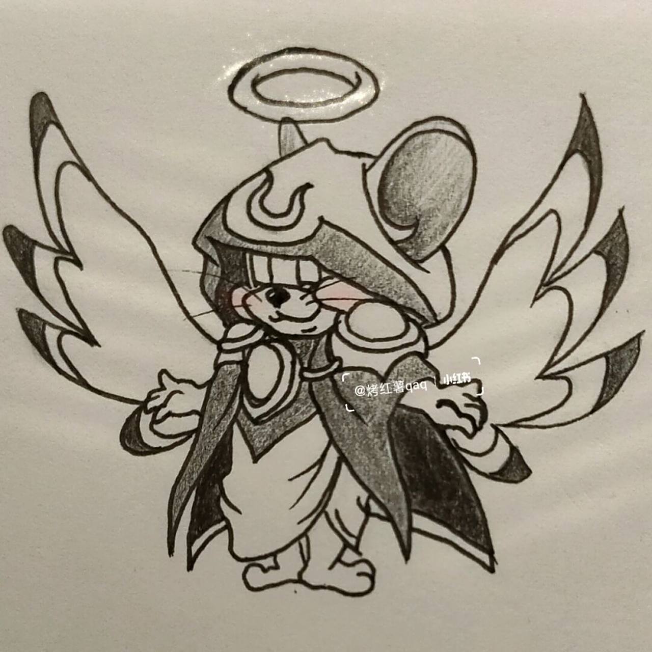 天使杰瑞·未来之翼简笔画教程 #简笔画教程# #简笔画# #猫和老鼠