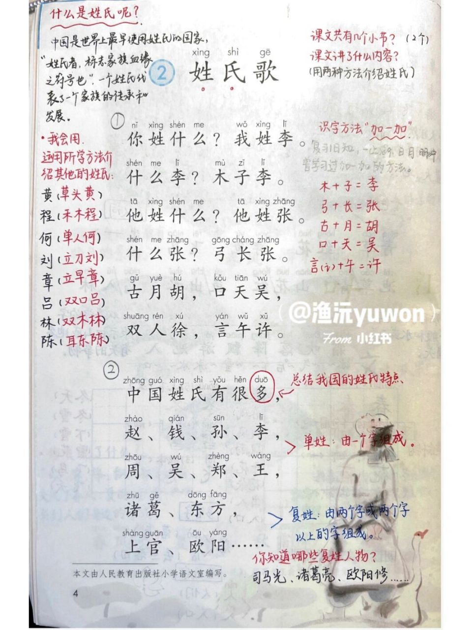 一(下)《姓氏歌》备课笔记9477板书设计 #小学语文板书设计# #一