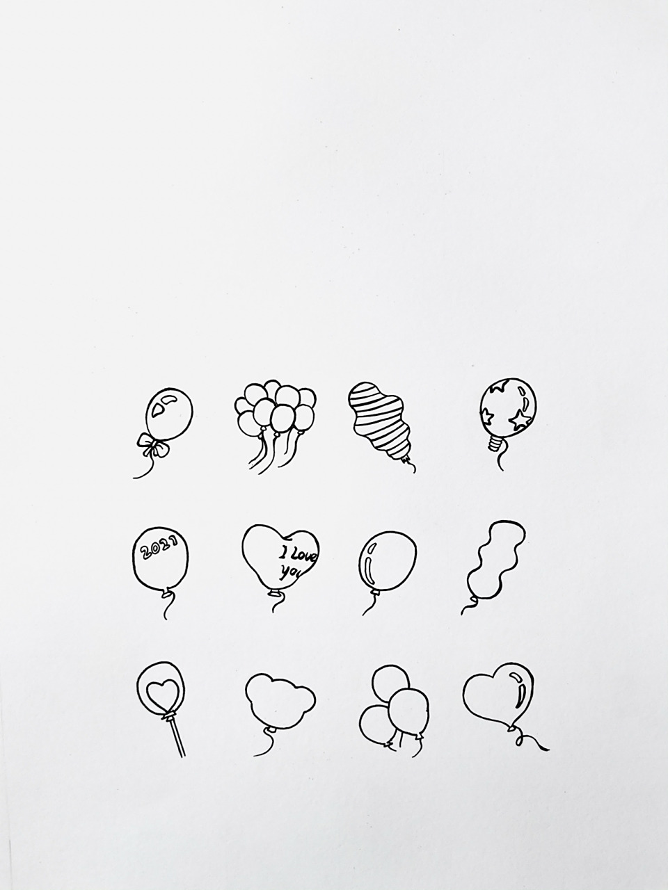 简笔画教程|黑白插画|黑白简笔画|简笔画气球|绘画日常|我的