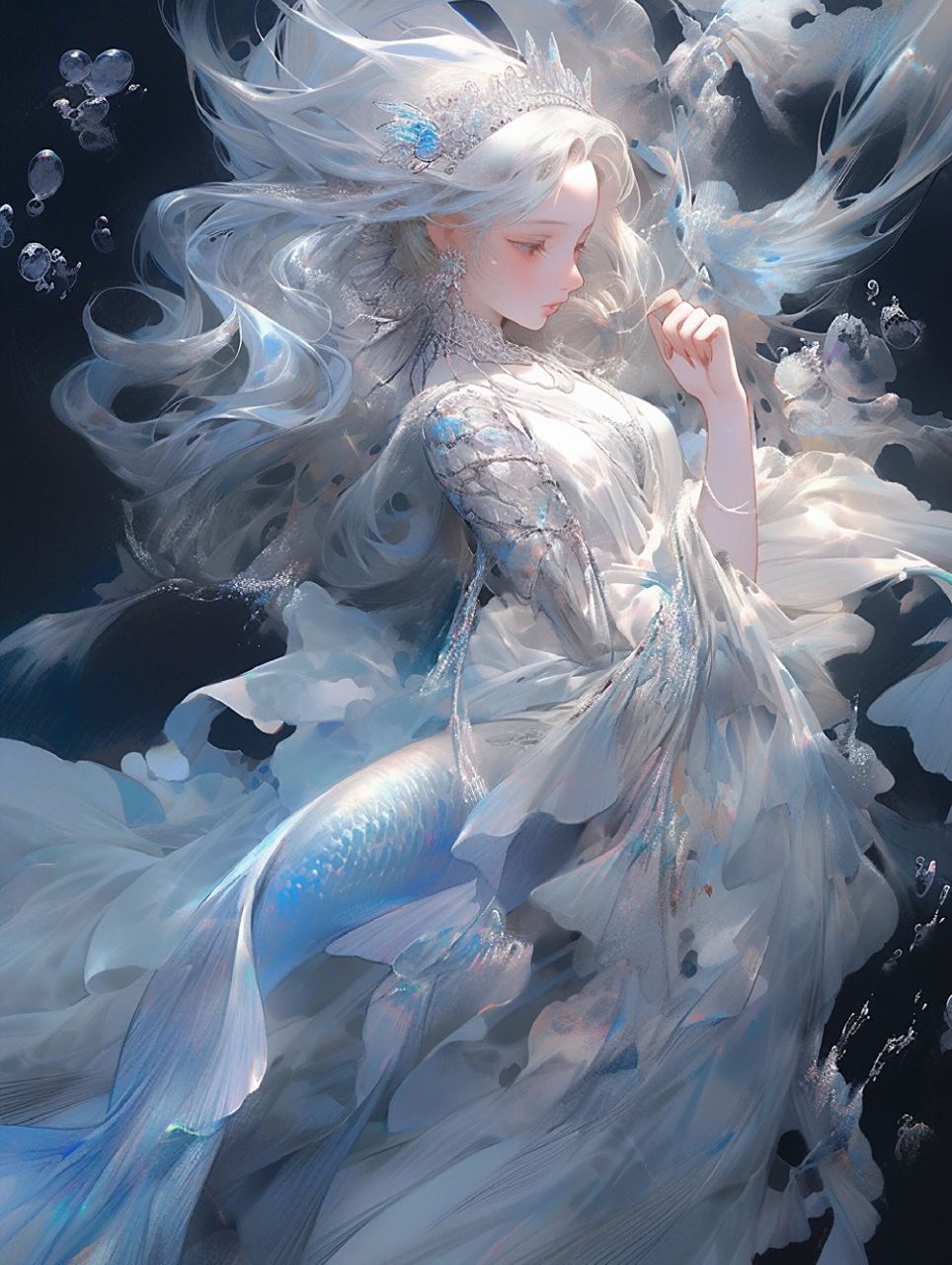 高级感美人鱼系列③人鱼公主7图头像壁纸 蓝色系高级空灵感第三弹