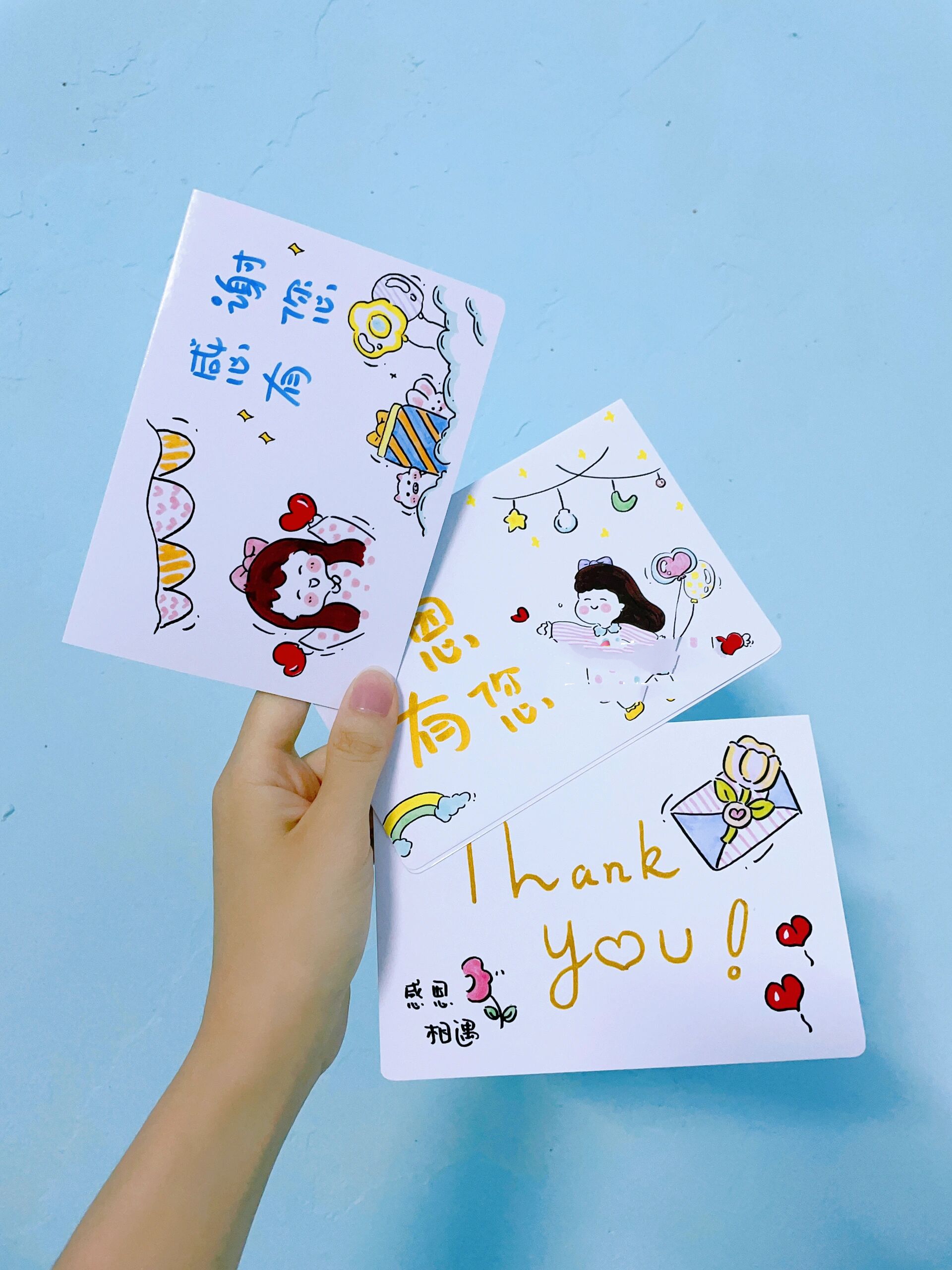 幼儿园毕业送给老师爱心的手绘小卡片diy