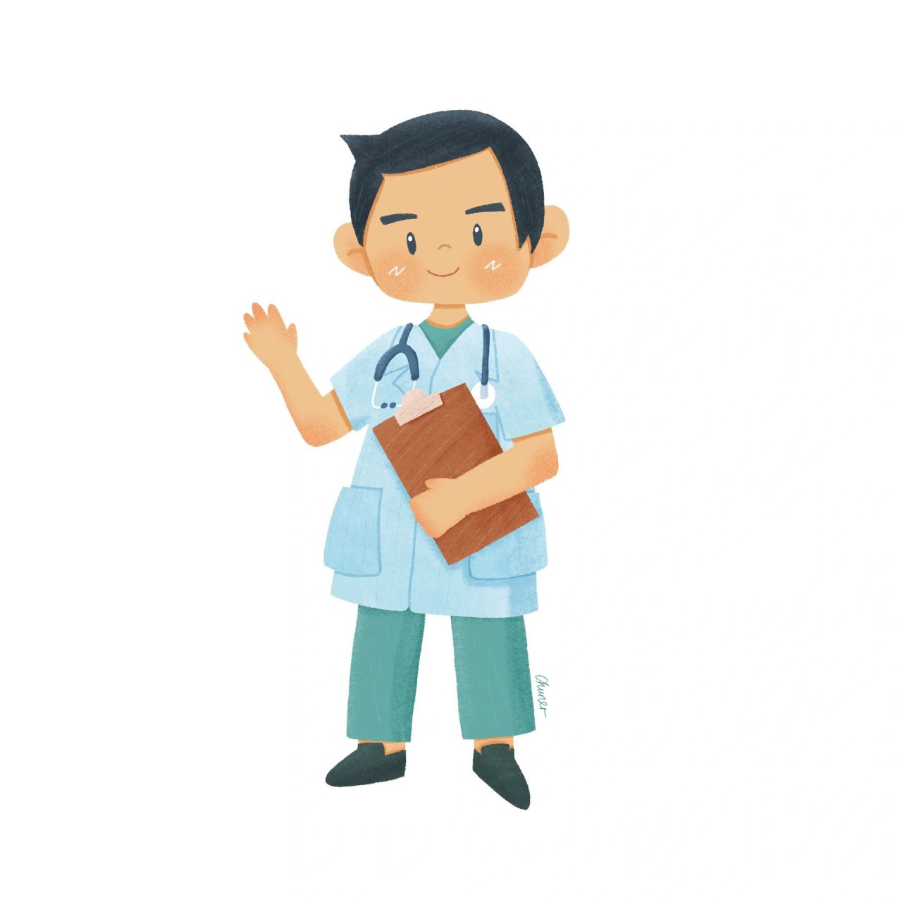 手绘卡通医生 最近经常跑医院,画个q版医生,致敬伟大的医生们 你们