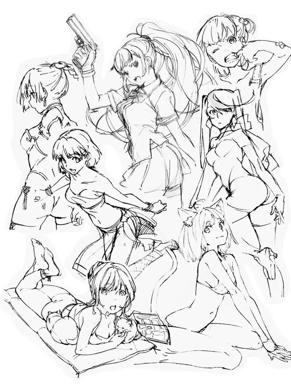 500 女性各种动作绘画参考,动漫精美版素材 想画出动漫少女的宝子们看