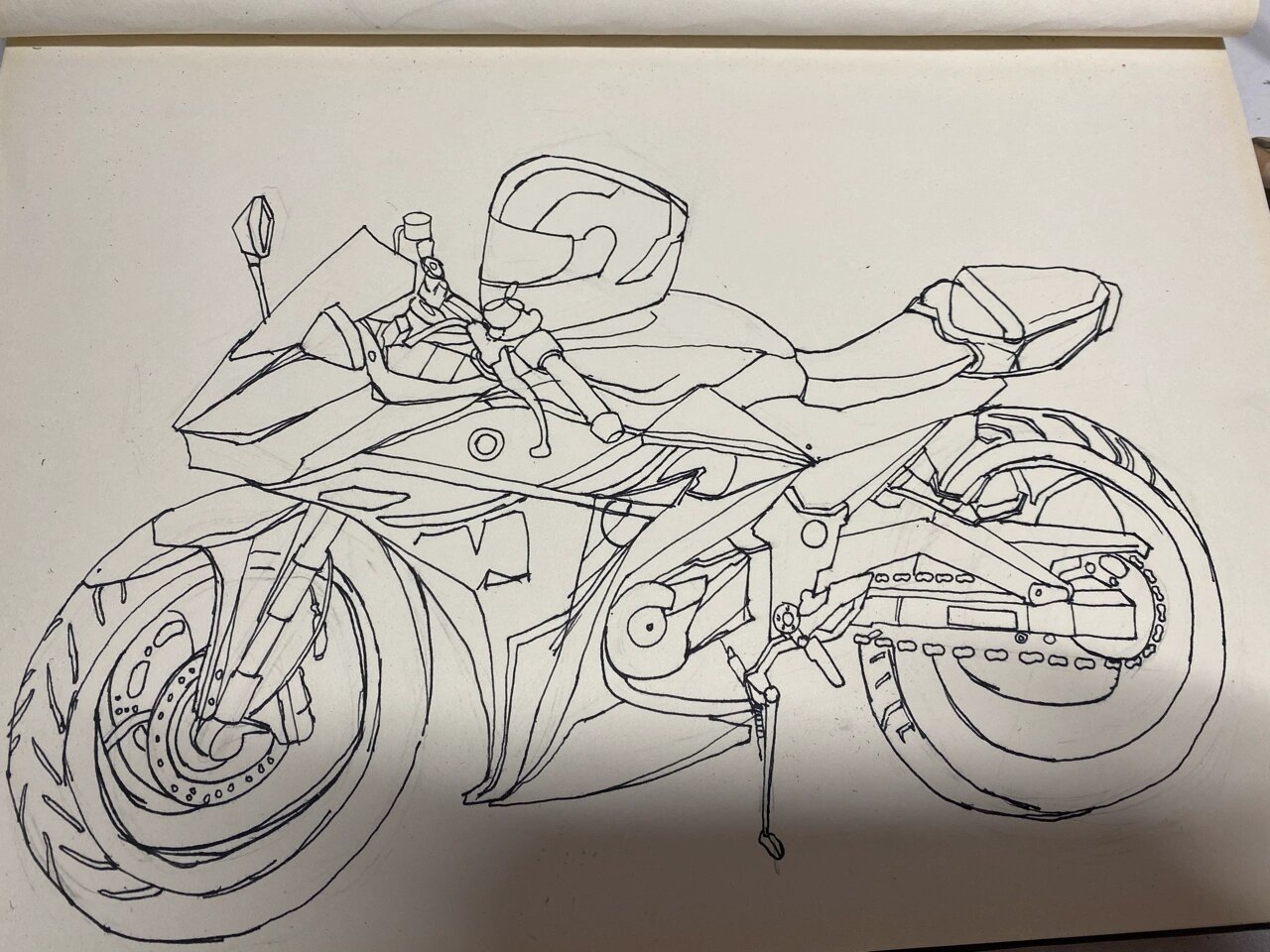 手绘摩托车～画的都不是很理想