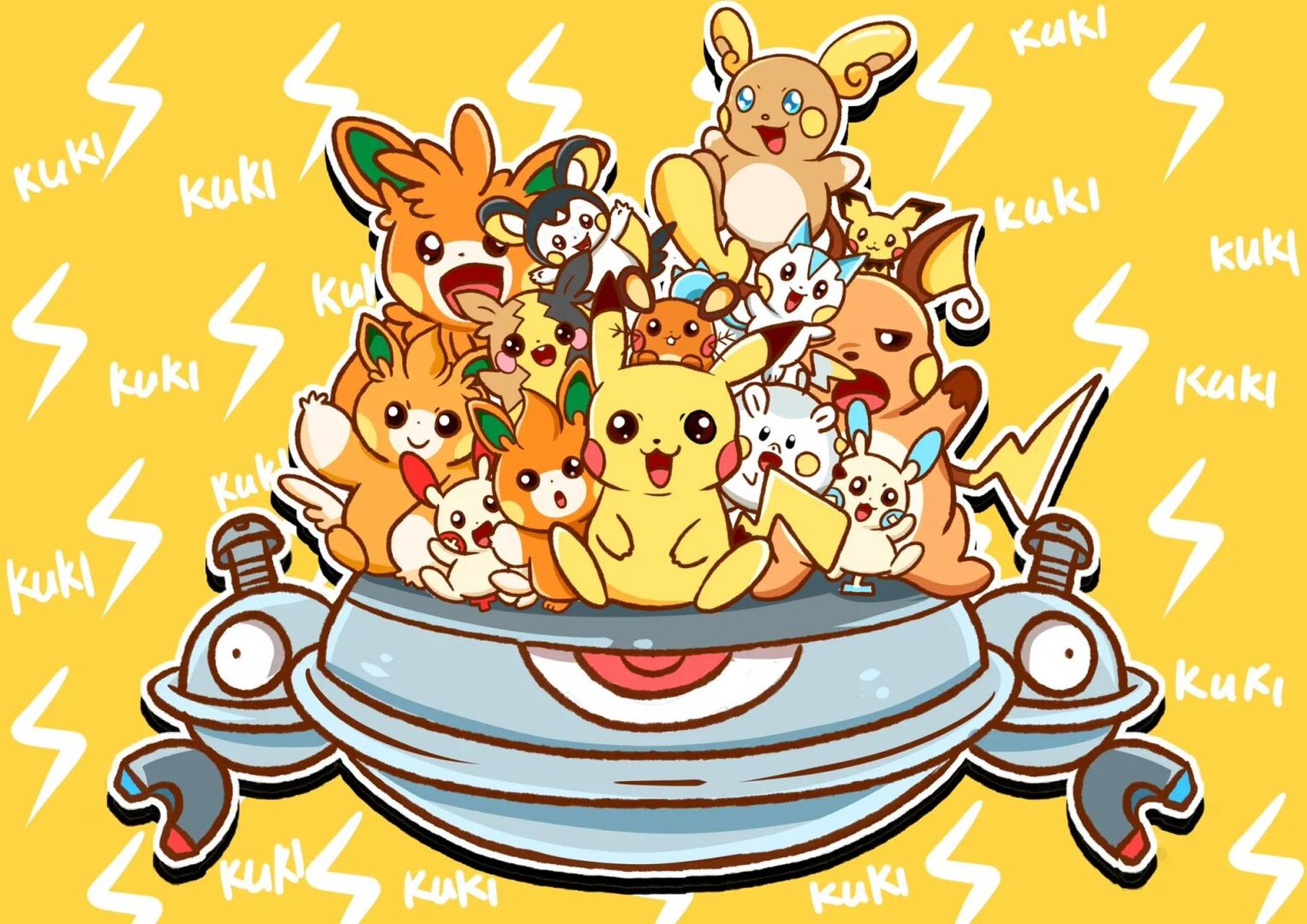kuki插画—电气鼠家族 #插画# #原创插画# #ptcg# #电气鼠# #皮卡丘