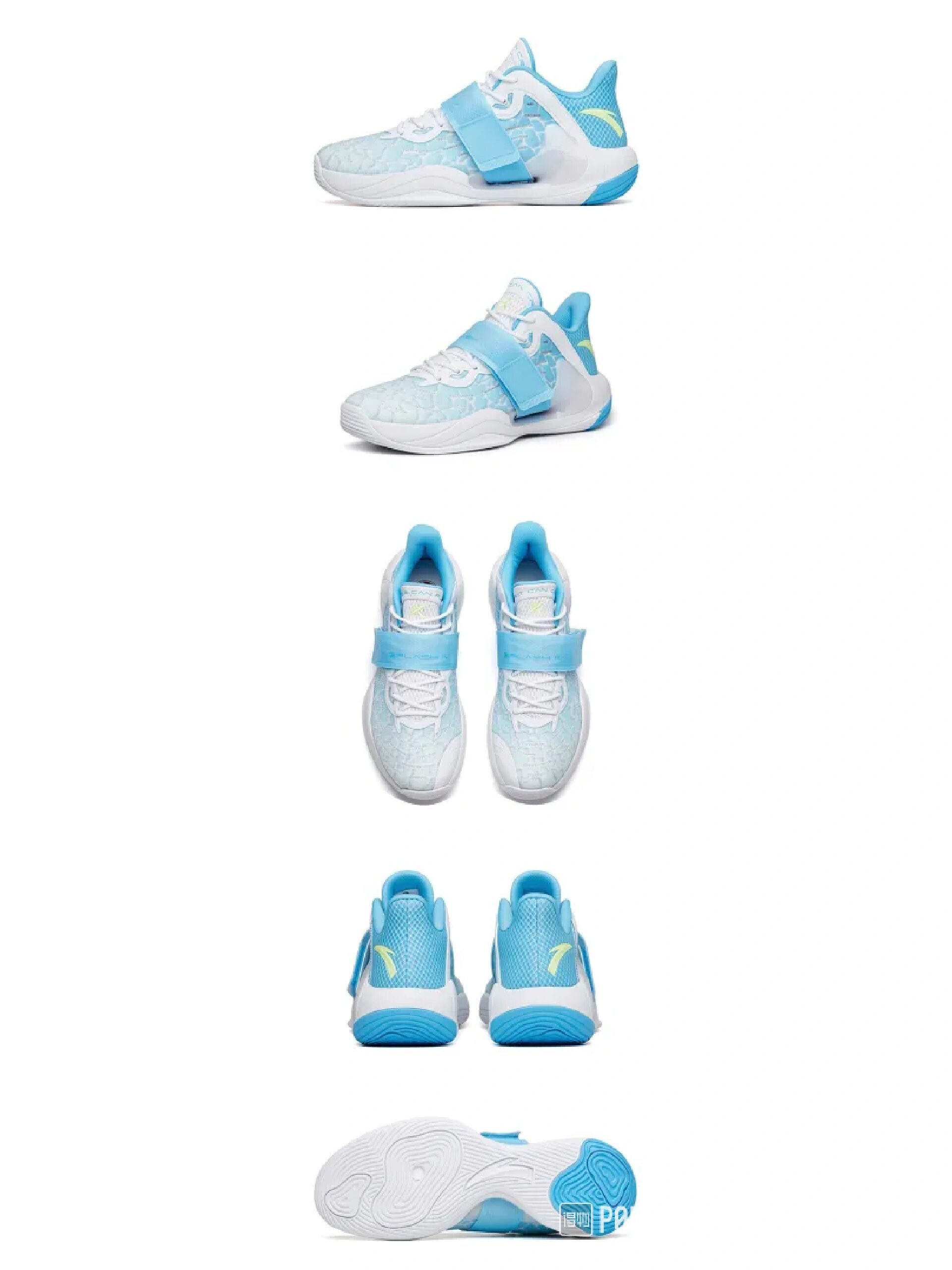 安踏水花4    水花4相比二三代,依旧保留了经典的魔术贴,但是环绕方式