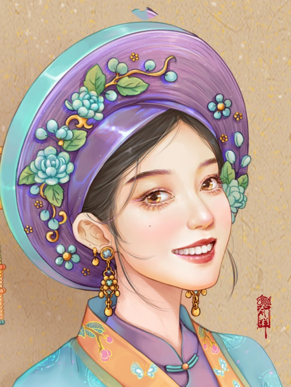 56个民族l京族l手绘少女民族风插画(07/56) 999999 ,又称越族