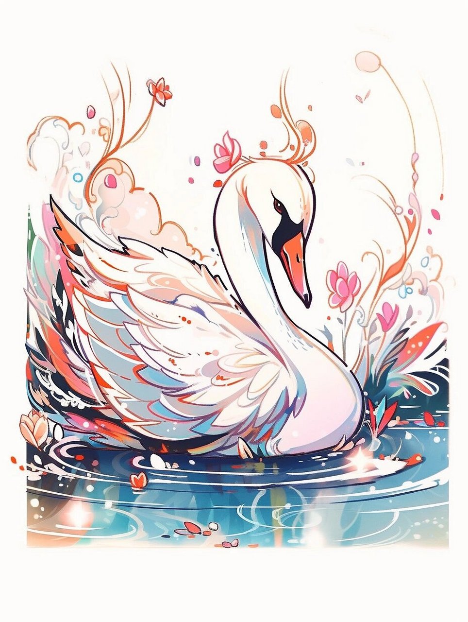 鸟|天鹅|手绘素材