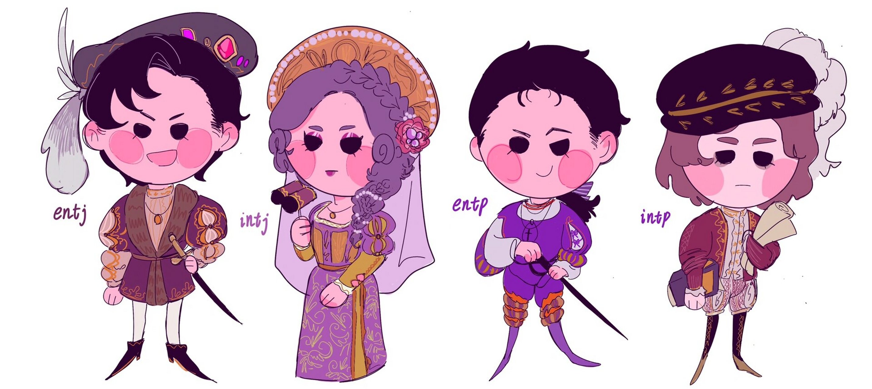 【mbti拟人】  画好啦! 	 *昨天半夜总算是把最后一组小黄人画完了!