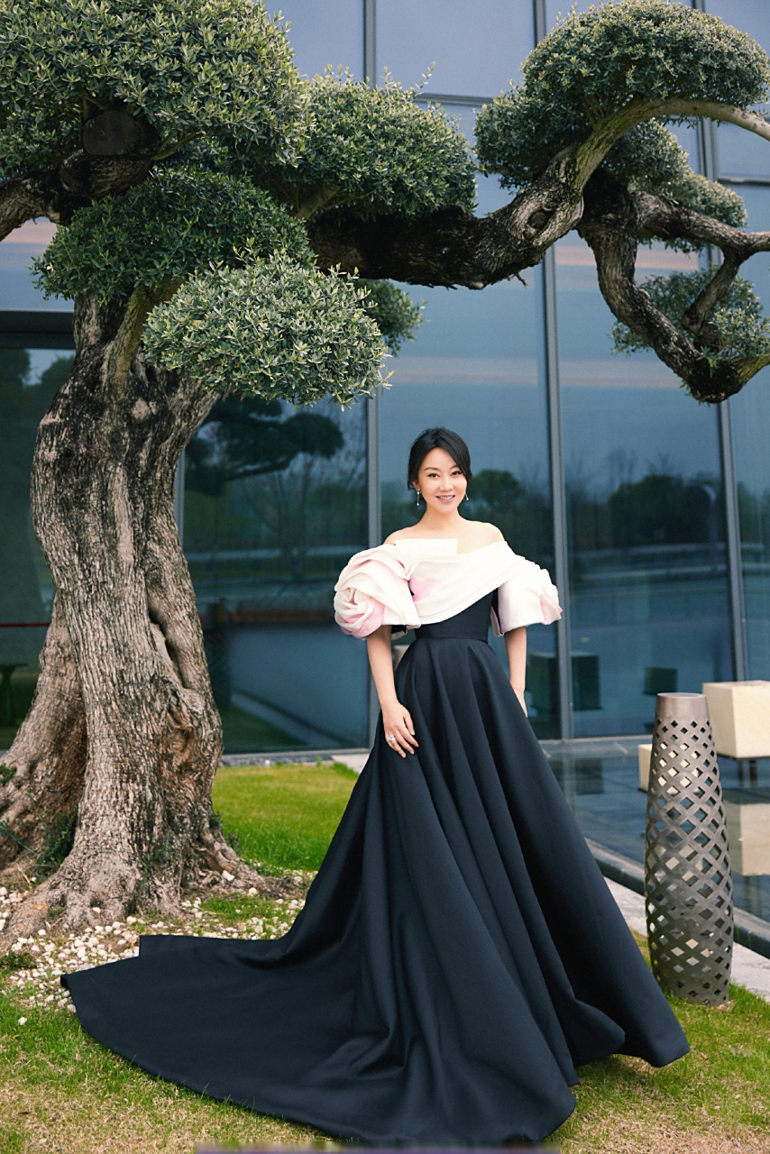 闫妮蔷薇礼服造型好美,一袭渐染蔷薇的黑色礼服,既有女性的温柔时尚