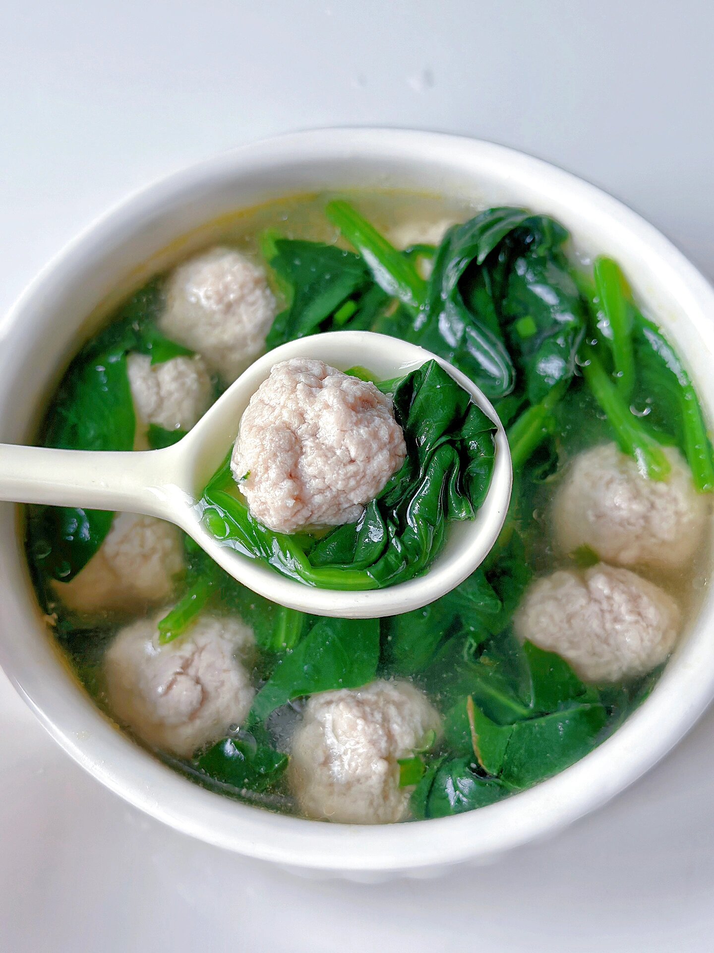12m77辅食|菠菜肉丸汤73补铁补钙99鲜美可口