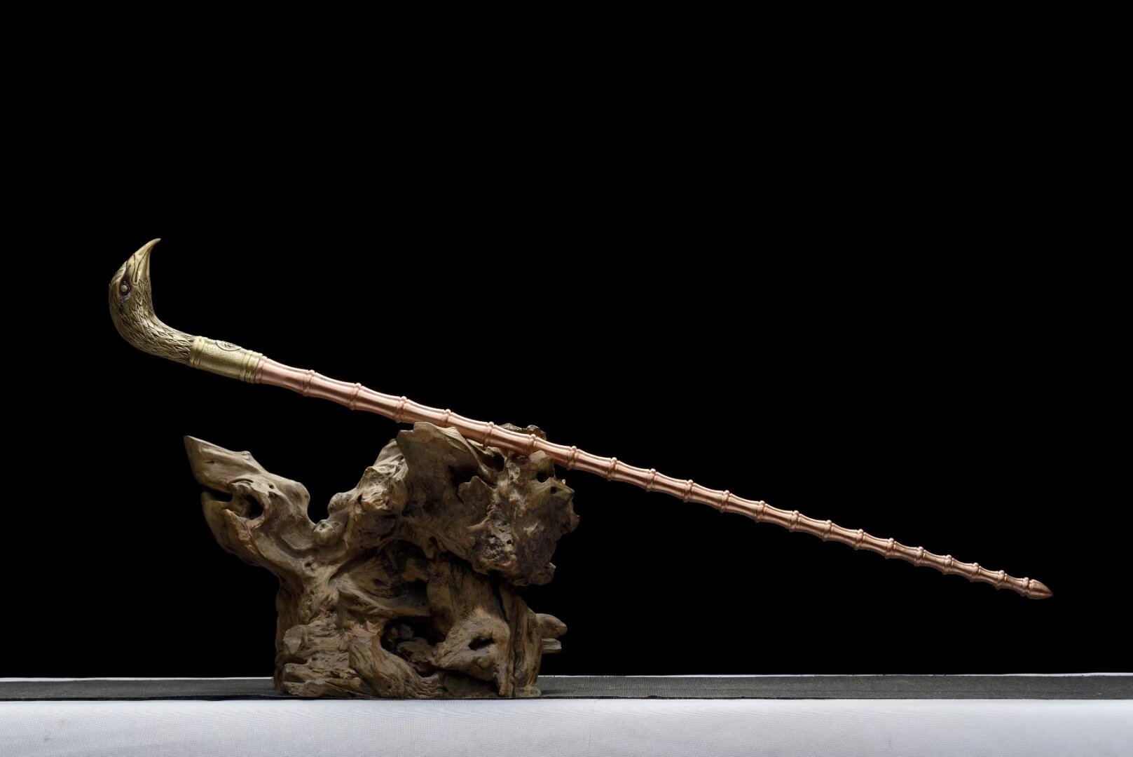 鸟头拐杖 紫铜不锈处理材料高硬度打磨抛光,纯铜雕刻鸟头手握柄手感