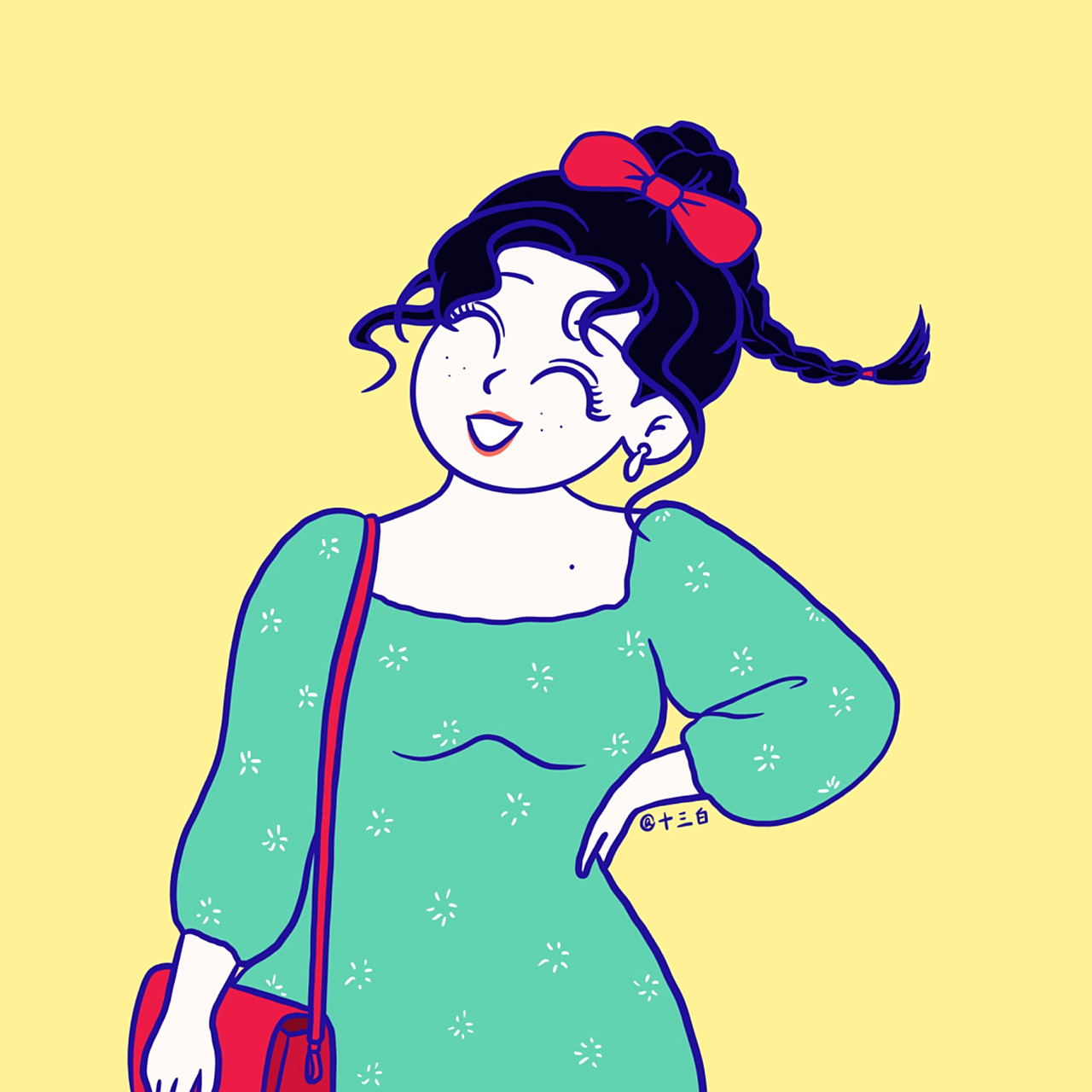 胖女生头像插画 减肥头像 吃货头像 风趣漫画 美丽骄傲 #我是原创插画