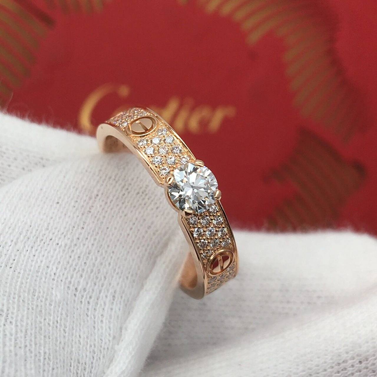 cartier卡地亚玫瑰金满天星钻石戒指52号 cartier卡地亚玫瑰金满天星