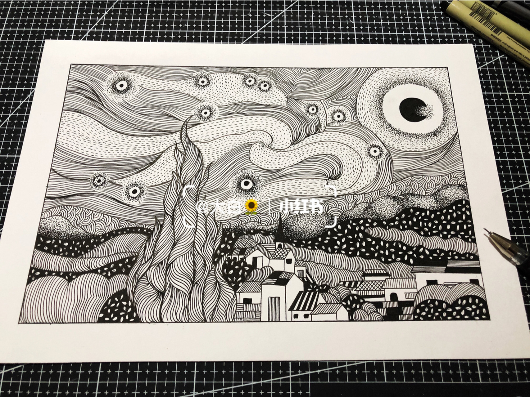 梵高《星月夜》临摹9691星空93787878 96工具:a4大小.