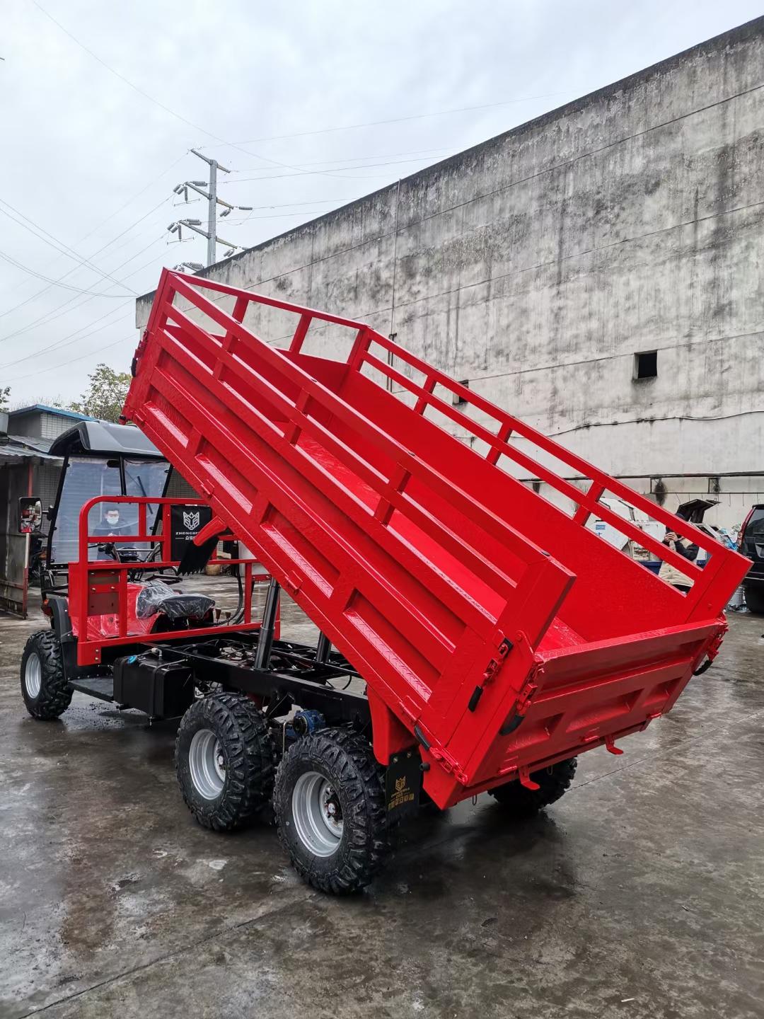 产品:众骑豹全地形六驱越野农夫车 颜色:大红色 货箱规格:3×1.6×0