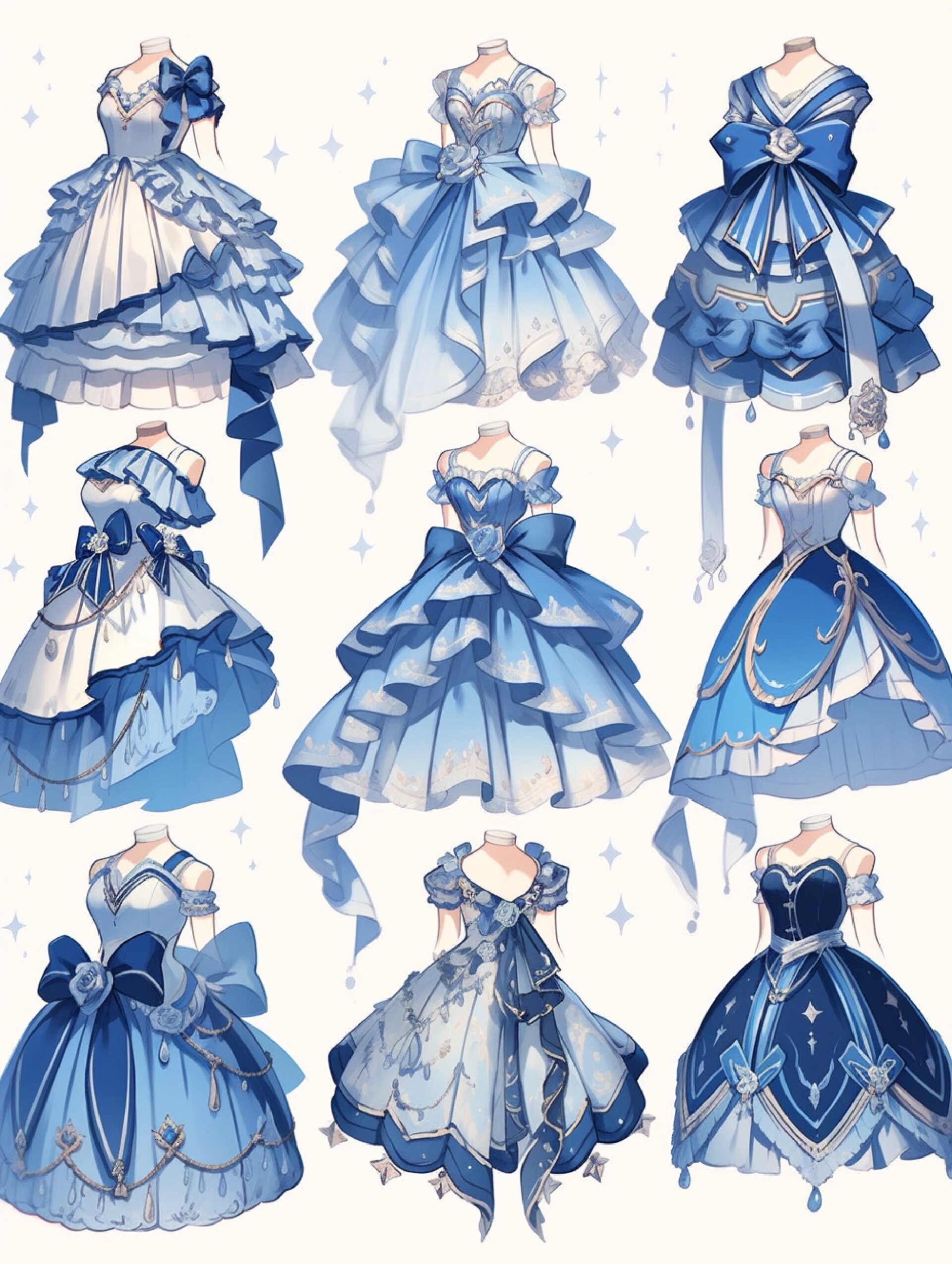 蓝白色礼服裙‖服装展示