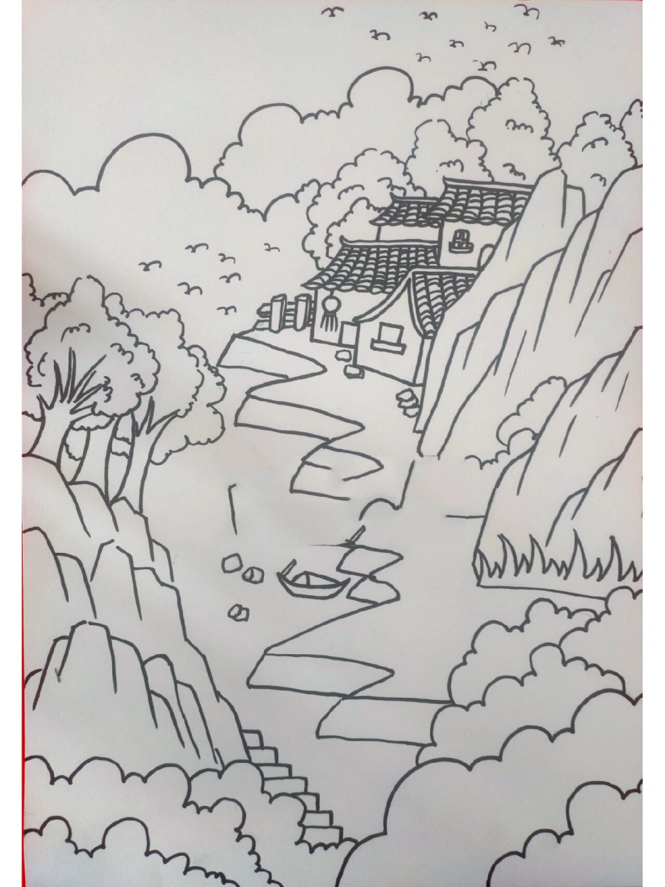 古诗词配画|秋天 古诗:《山居秋暝》 临摹 的作品