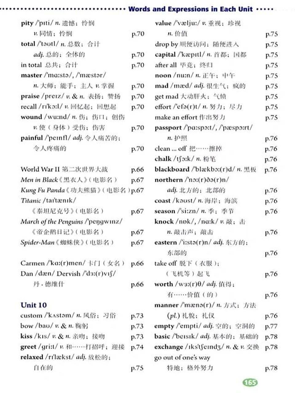 九年级全一册英语单词表(二)