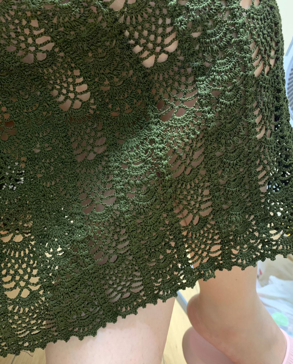 菠萝花半身裙 终于把心心念念的菠萝半身裙钩完成啦 做个笔记先 因为