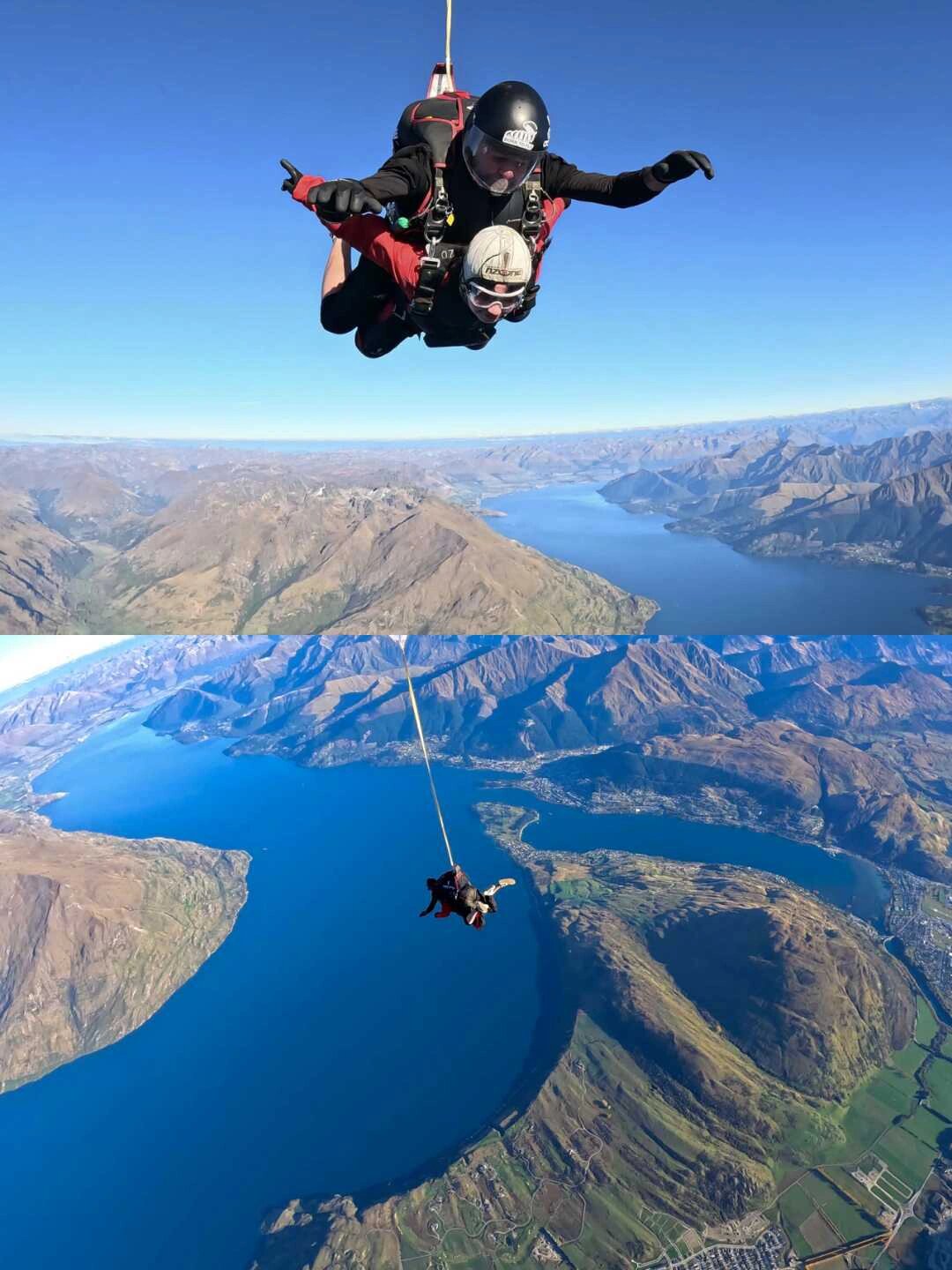 老外高空跳伞占便宜图片