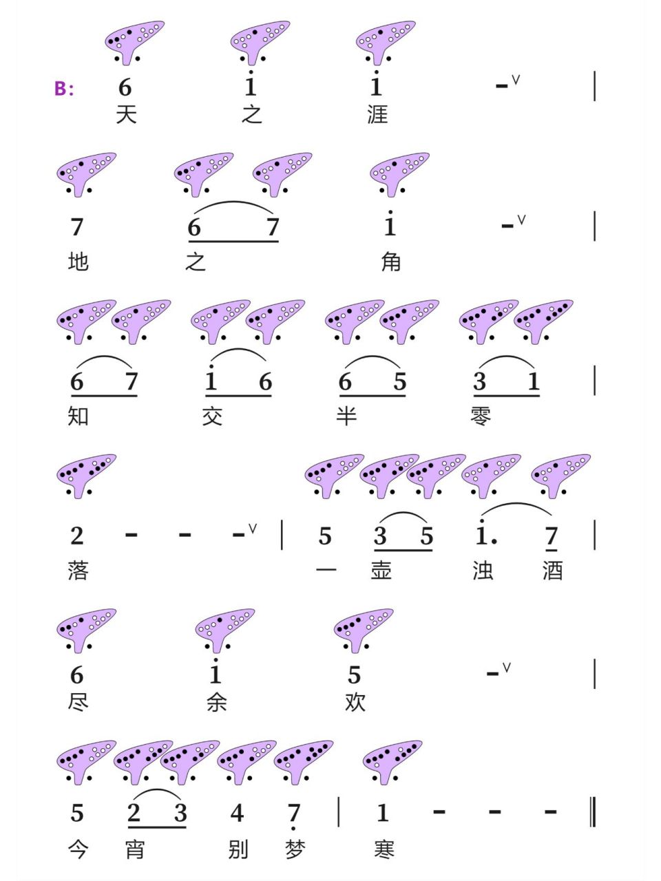 《送别》12孔陶笛曲谱 欢迎一起交流陶笛心得 需要更多曲谱欢迎留言