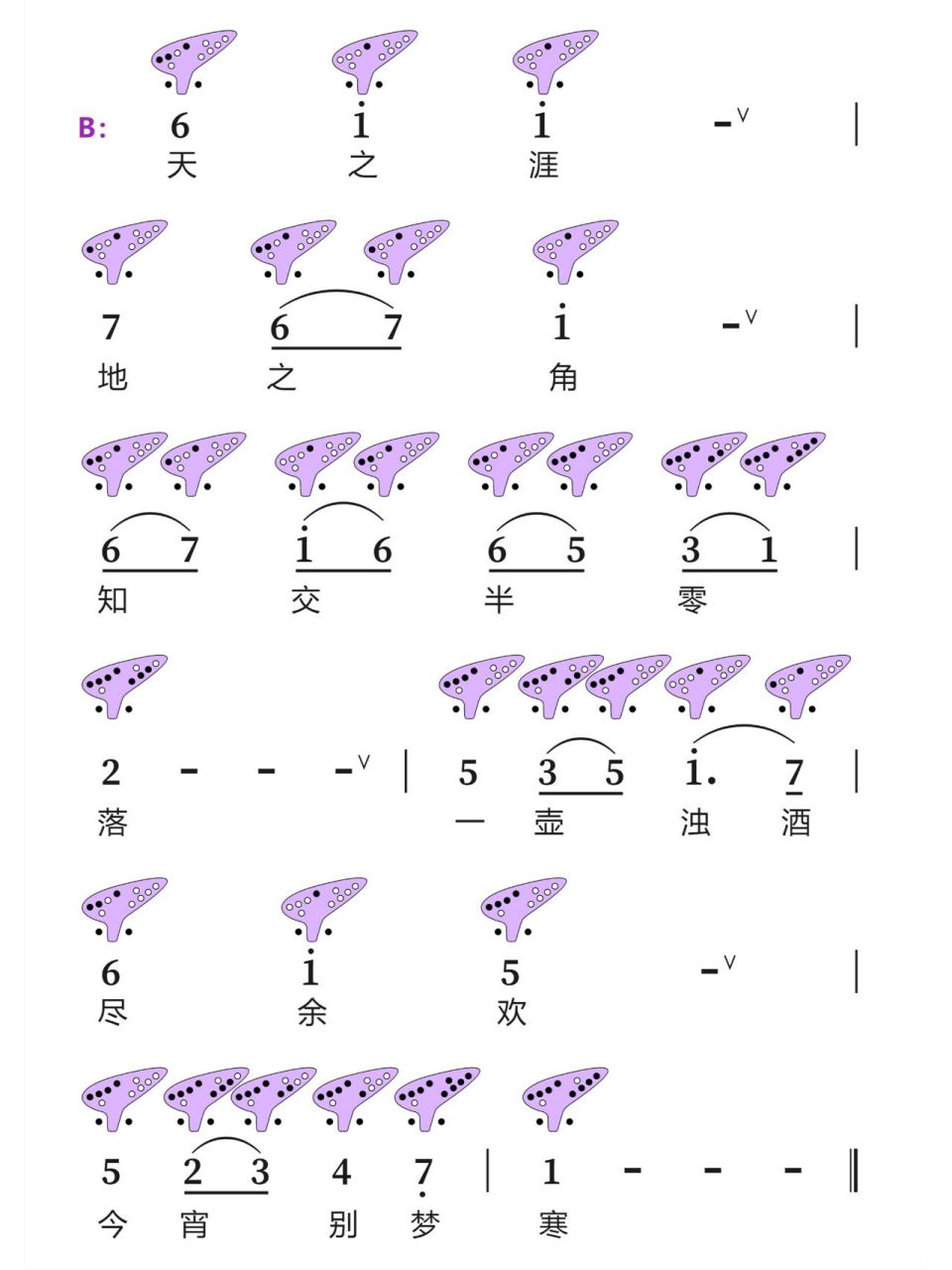 陶笛12孔曲谱送别图片