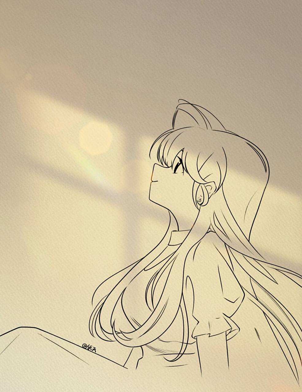 毛利兰简笔画过程 #临摹# #绘画临摹# #铅笔画