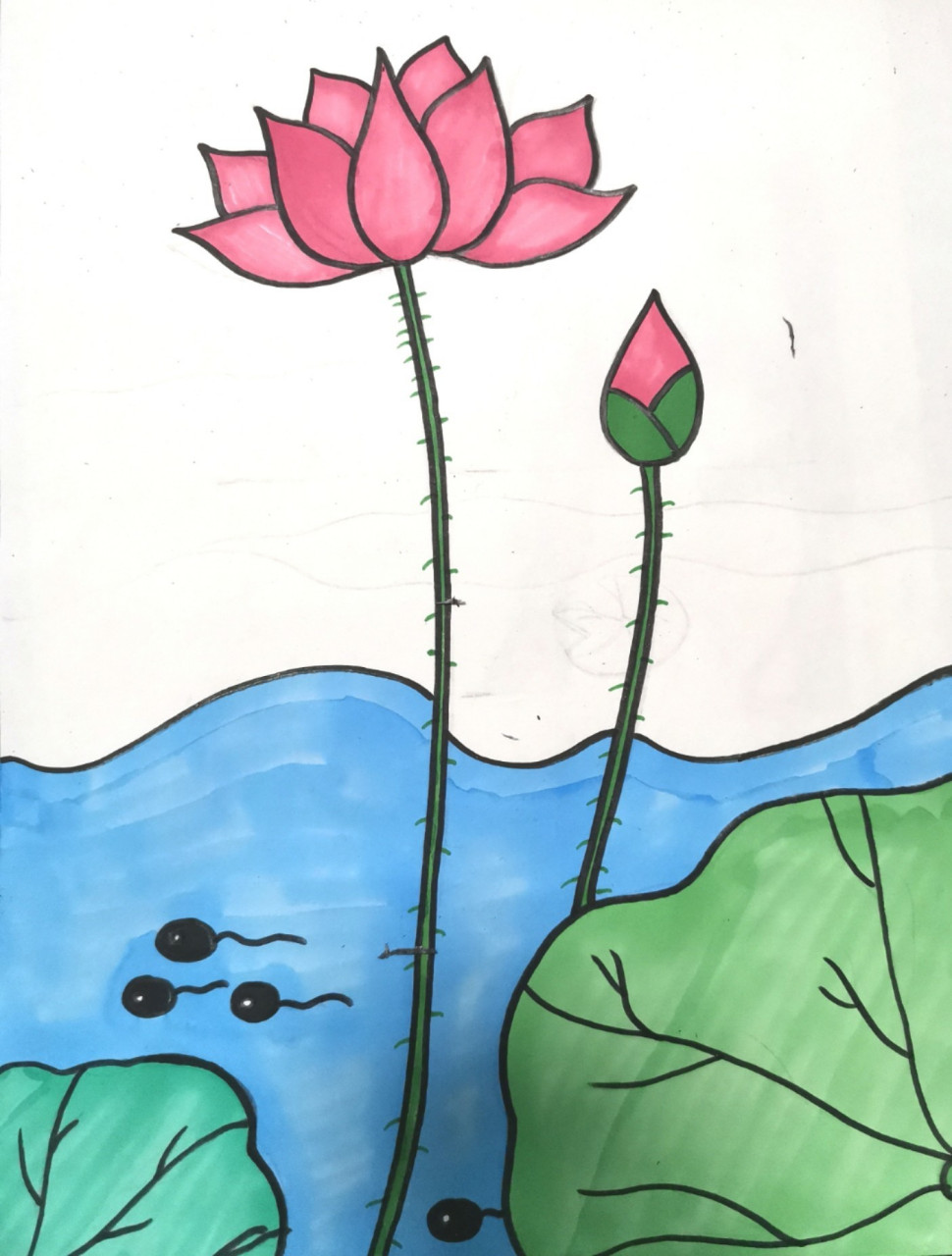 儿童画荷花94 适合4岁左右的幼儿07让宝宝们试试叭