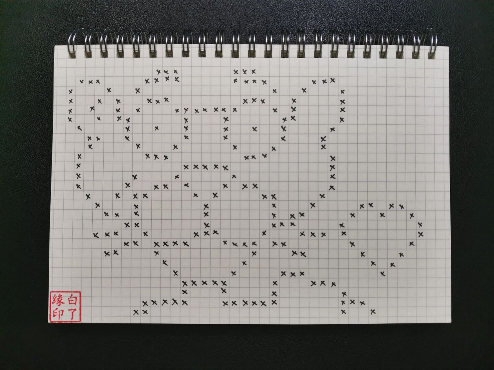 像素画 粉红豹 临摹非原创029499宥苇手绘-像素画 a5网格本 5mm