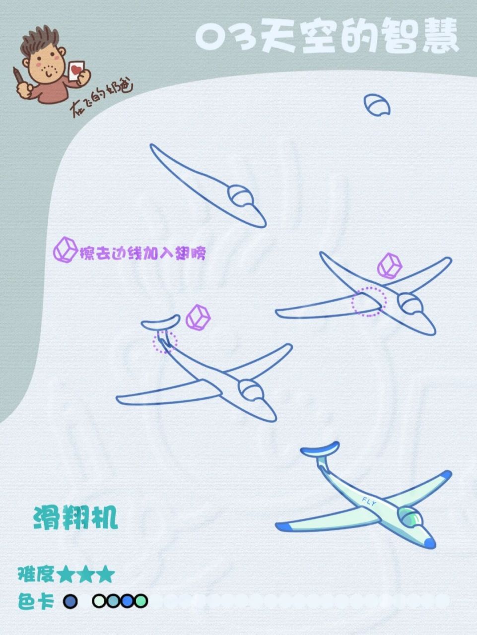 滑翔机 简笔画 #笔记灵感# #手帐# #简笔画教程# #我的绘画成长史