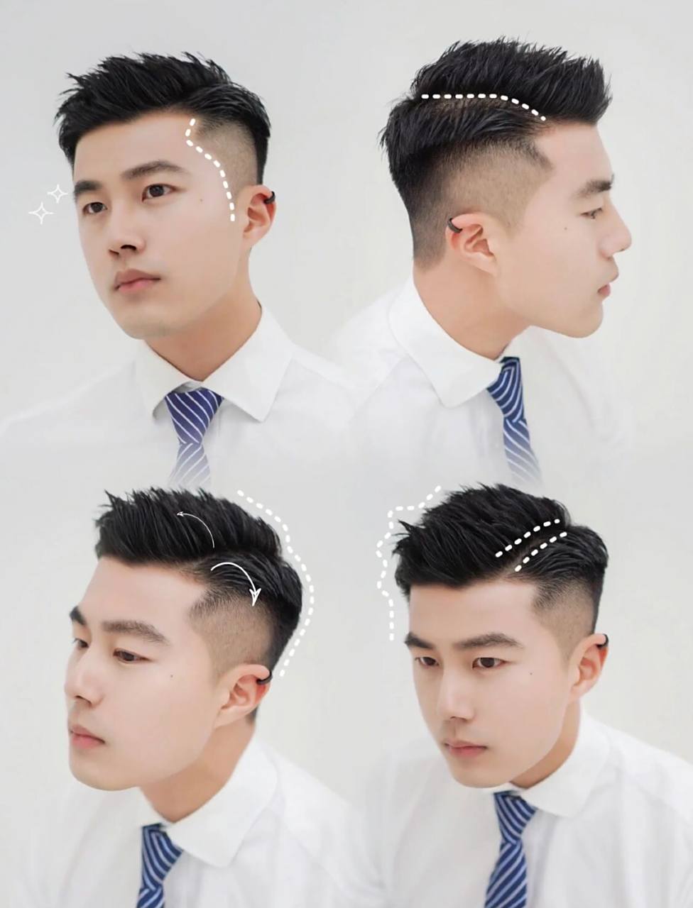 男士发型推荐/男士港风三七侧背头 男士清爽短发/港风侧背发型/清爽