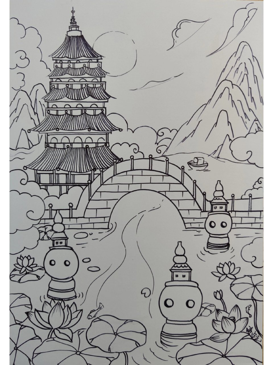 西湖美景,雷峰塔,三潭印月,临摹 临摹来自